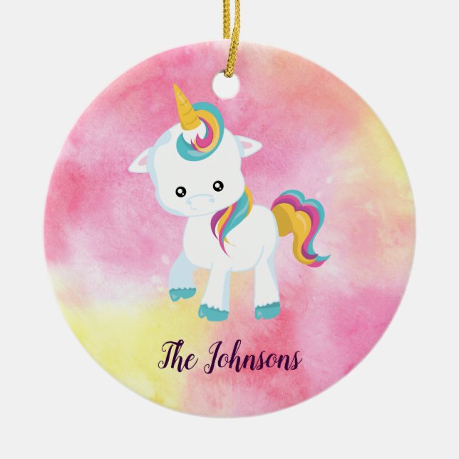 Adorno De Cerámica Hermosos Navidades de Unicornio (Frente)