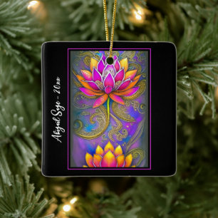 Adorno De Cerámica Hermosos Navidades rosados de Lotus Ornate