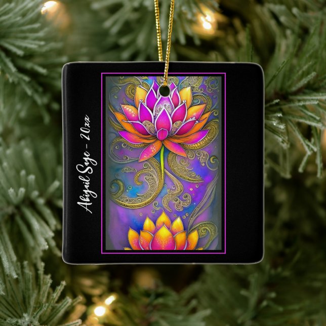 Adorno De Cerámica Hermosos Navidades rosados de Lotus Ornate (Árbol)
