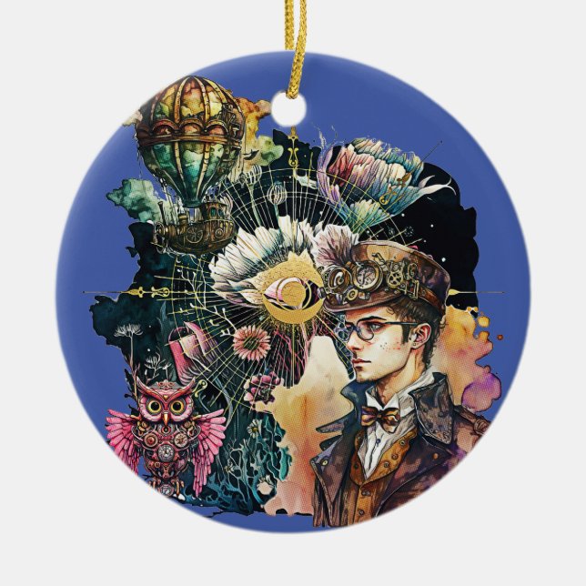 Adorno De Cerámica Héroe de Steampunk - Un Collage (Frente)