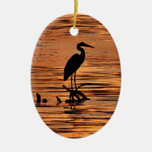 Adorno De Cerámica Heron al atardecer