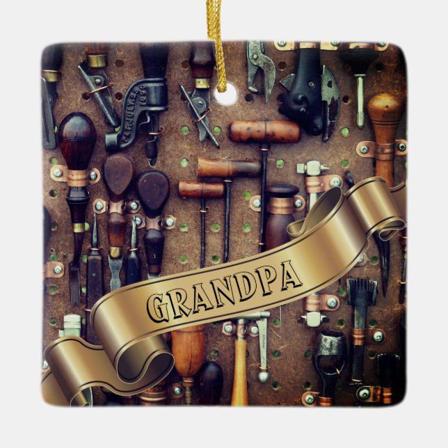 Adorno De Cerámica Herramientas de cosecha l Navidades de madera Retr (Anverso)