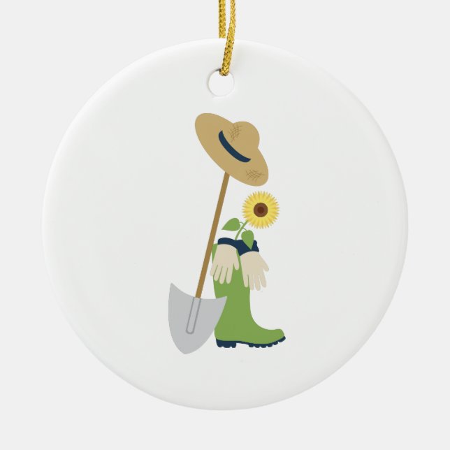 Adorno De Cerámica Herramientas de jardinería (Frente)