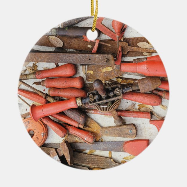 Adorno De Cerámica Herramientas Herramienta Antiguo Hombre Rojo Rústi (Frente)