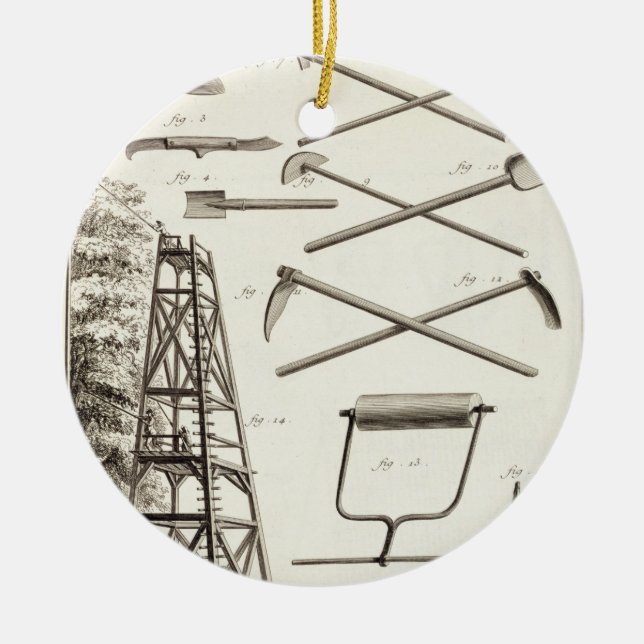 Adorno De Cerámica Herramientas que cultivan un huerto y una (Frente)