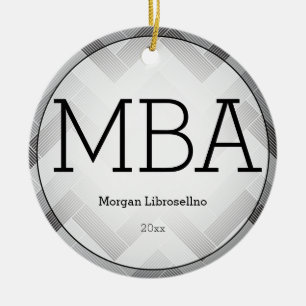 Adorno De Cerámica Herringbone Black Gray MBA Graduación Año