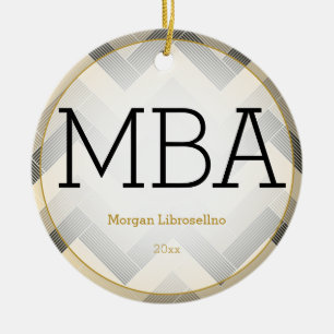 Adorno De Cerámica Herringbone Black Tan MBA Graduación Año