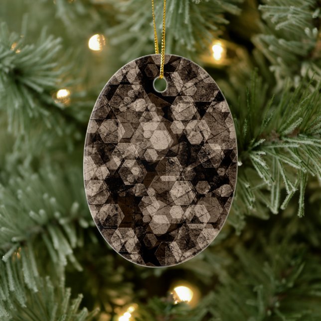Adorno De Cerámica Hexagones marrones. (Árbol)