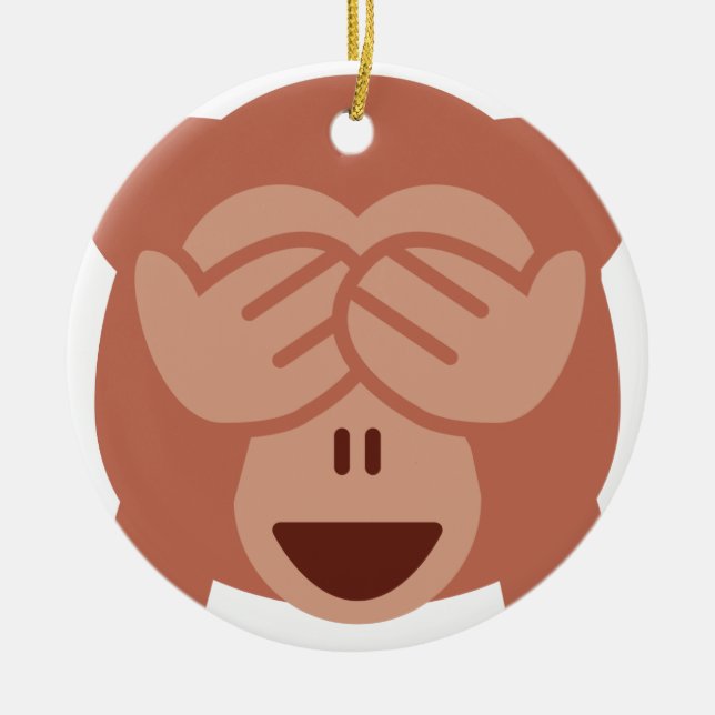 Adorno De Cerámica Hide and seek Emoji Monkey (Frente)
