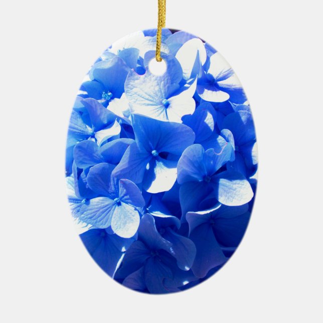 Adorno De Cerámica Hidrangea azul cobalto (Frente)