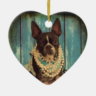 Adorno De Cerámica Hiedra la Boston Terrier