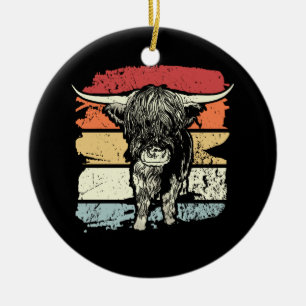 Adorno De Cerámica Highland Cow Highland Cows Retro