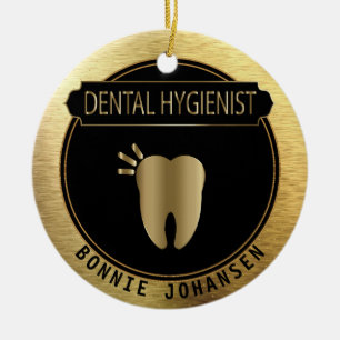 Adorno De Cerámica Higienista de 🦷 dental: negro y oro de gran escal