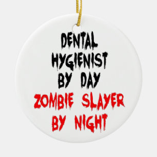 Adorno De Cerámica Higienista dental Zombie Slayer