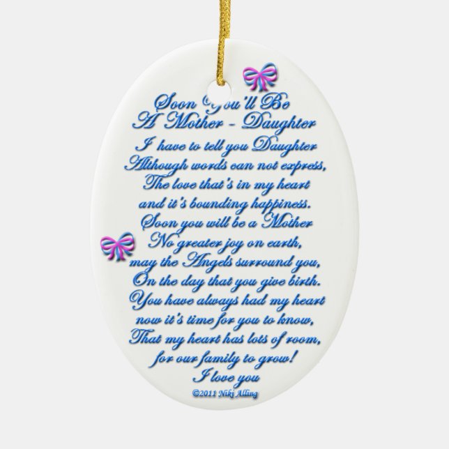 Adorno De Cerámica Hija que espera el primer bebé (Frente)