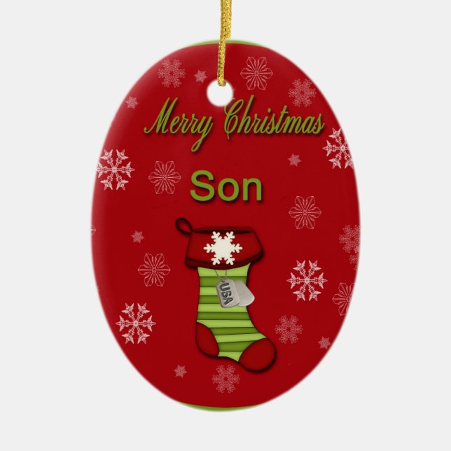 Adorno De Cerámica Hijo de las Felices Navidad (Frente)