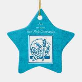 Adorno De Cerámica Hijo, Primera Comunión, Trigo, Uvas Azules