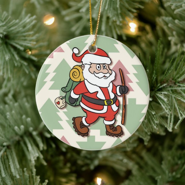 Adorno De Cerámica Hiker de Santa Claus (Árbol)
