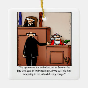 Adorno De Cerámica Hilarious Santa Christmas Humor Ornament