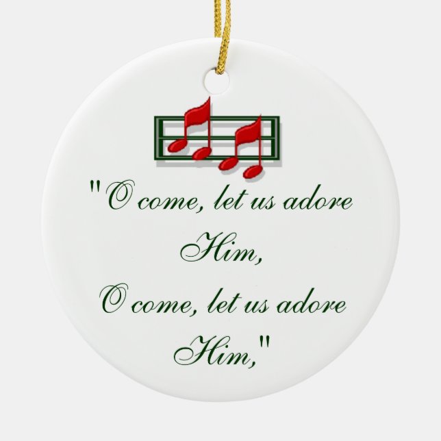 Adorno De Cerámica Himno Ornament "O Come All You Faithful" Navidades (Frente)
