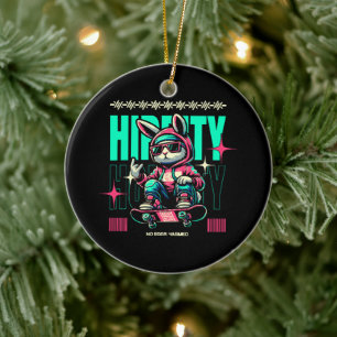 Adorno De Cerámica Hip-Hop Hoppity - Conejo Patinador Pascua