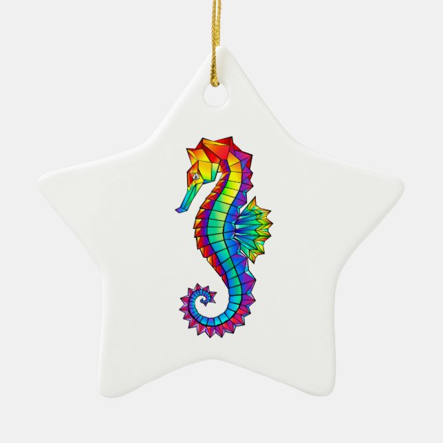 Adorno De Cerámica Hipoahoría marino poligonal arcoiris (Frente)