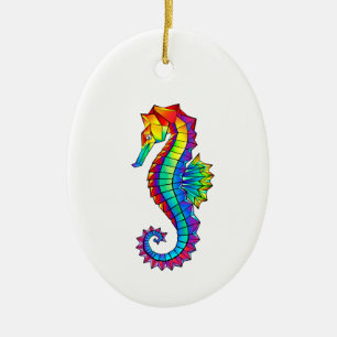 Adorno De Cerámica Hipoahoría marino poligonal arcoiris
