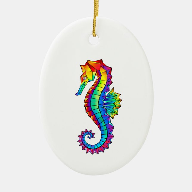Adorno De Cerámica Hipoahoría marino poligonal arcoiris (Frente)
