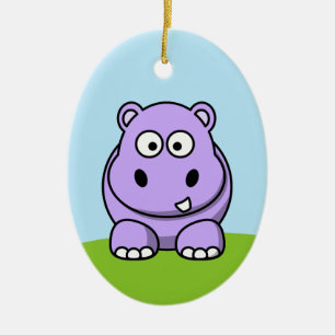 Adorno De Cerámica Hipopótamo Lindo de Lavanda