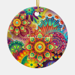 Adorno De Cerámica Hippie Groovy Techno Psychedelic Thunder_Cove