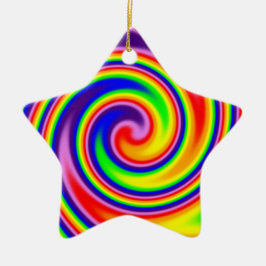 Adorno De Cerámica Hippie retro Happy Rainbow Colores suave espiral