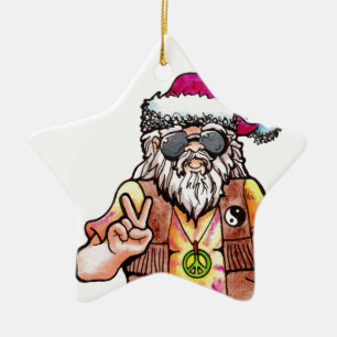 Adorno De Cerámica Hippie Santa