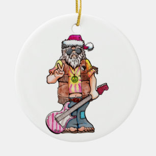 Adorno De Cerámica Hippie Santa dice Cool Yule!