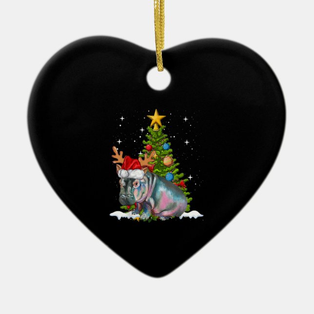 Adorno De Cerámica Hippo Fiona Árbol de Navidad Hippopótamo (Frente)