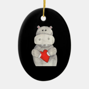 Adorno De Cerámica Hippopótamo cutáneo  Love Hippo