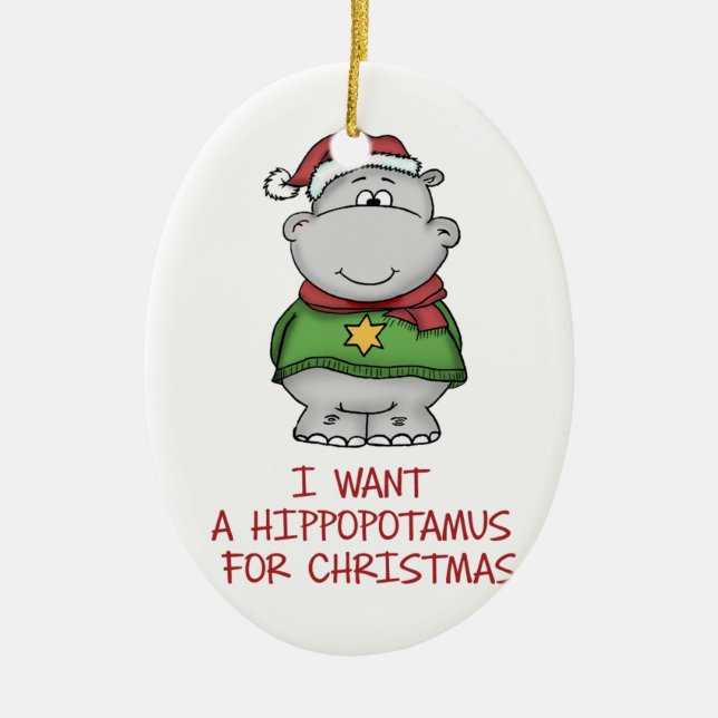 Adorno De Cerámica Hippopotamus para el navidad - diseño lindo del (Frente)