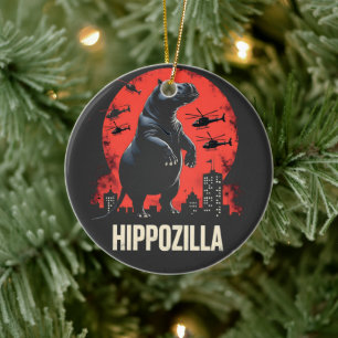 Adorno De Cerámica Hippozilla Spooky Moo Deng Baby Pygmy Hippo