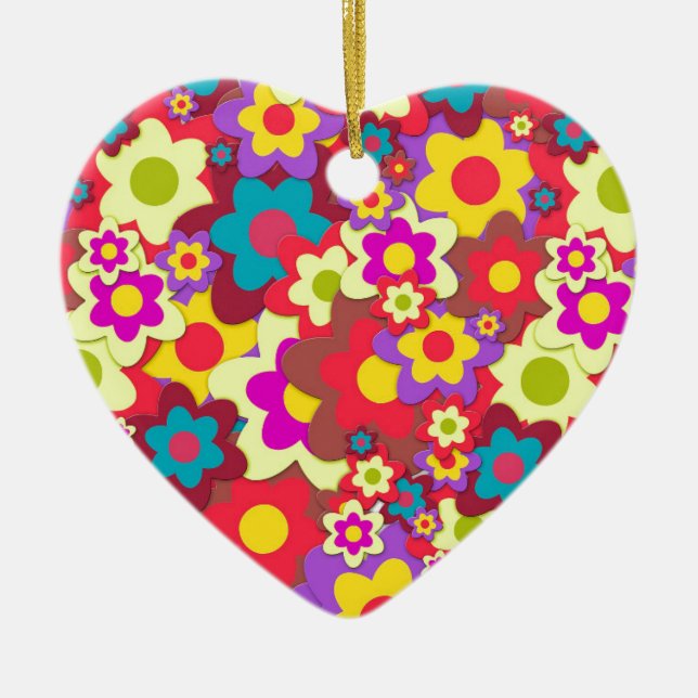 Adorno De Cerámica Hippy de Flower Power 60 (Frente)