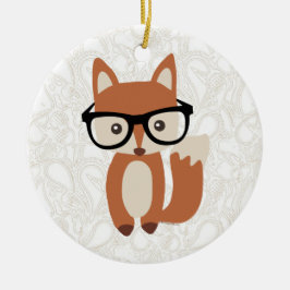 Adorno De Cerámica Hipster Baby Fox con gafas