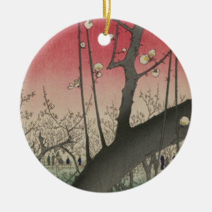 Adorno De Cerámica Hiroshige Finca de ciruelos Kameido: Japonés vinta