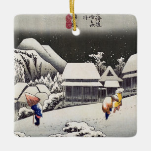 Adorno De Cerámica Hiroshige Utagawa - Nieve nocturna en Kanbara