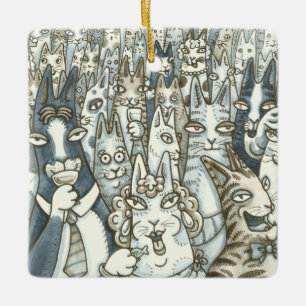 Adorno De Cerámica Hiss N' Fitz CAT FIESTA CHRISTMAS ORNAMENT Square