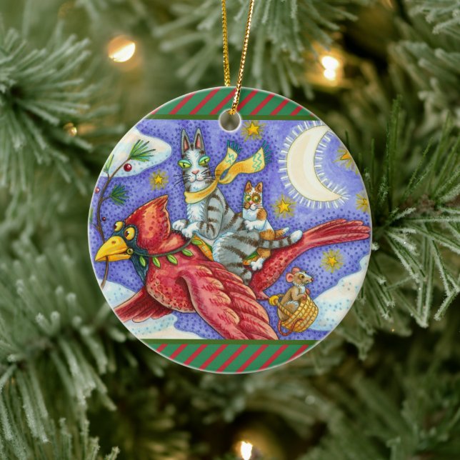 ADORNO DE CERÁMICA HISS N' FITZ FUNNY GATOS, CARDINAL DE NAVIDADES GI (Árbol)