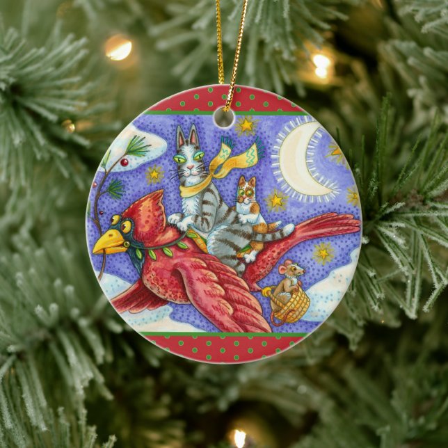 ADORNO DE CERÁMICA HISS N' FITZ FUNNY GATOS, CARDINAL DE NAVIDADES GI (Árbol)