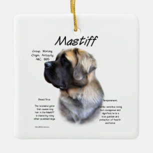 Adorno De Cerámica Historia de Fawn Fluffy Mastiff