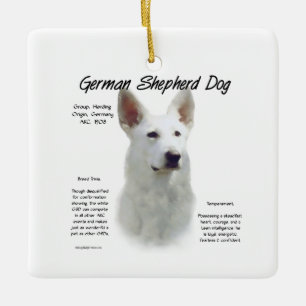 Adorno De Cerámica Historial del diseño del perro pastor alemán (blan