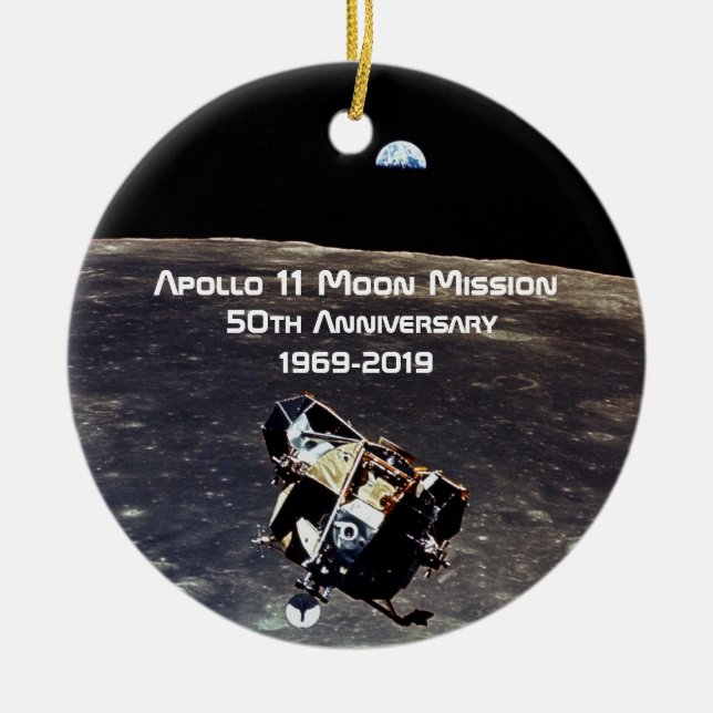 Adorno De Cerámica Histórico Apolo 11 Misión de la Luna 50 Aniversari (Frente)