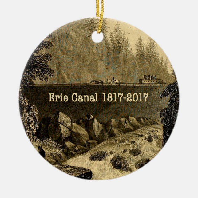 Adorno De Cerámica Histórico Canal Erie Bicentenario Años (Frente)