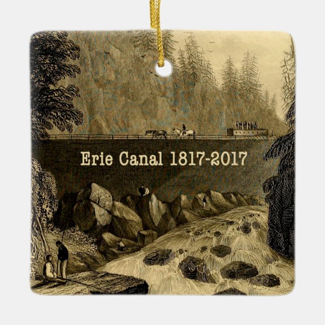 Adorno De Cerámica Histórico Canal Erie Bicentenario Años (Anverso)