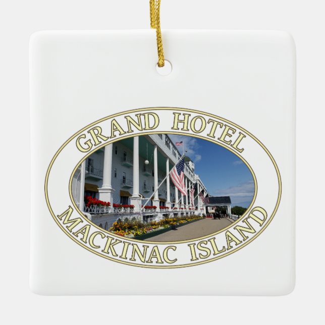 Adorno De Cerámica Histórico Grand Hotel en la isla Mackinac, Michiga (Anverso)
